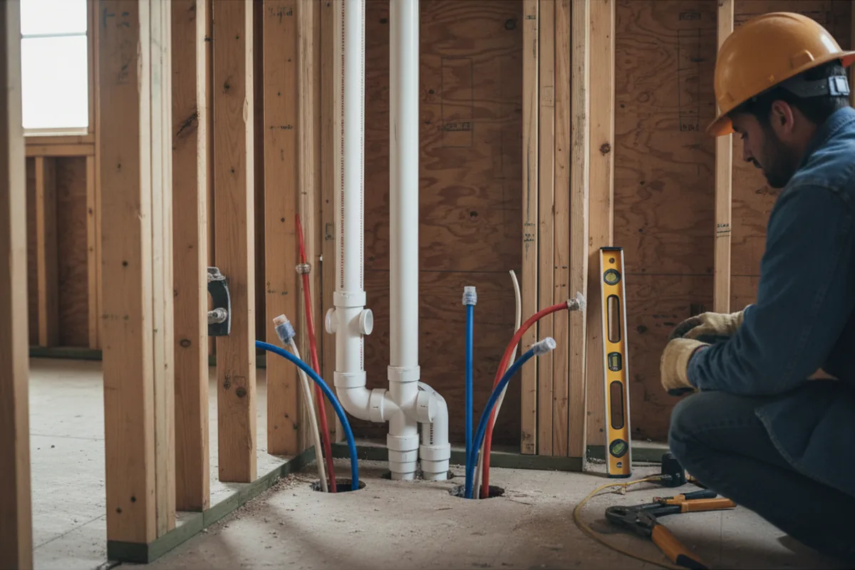 Drain and supply rough-in during Sump Pump Repair in Stanchfield